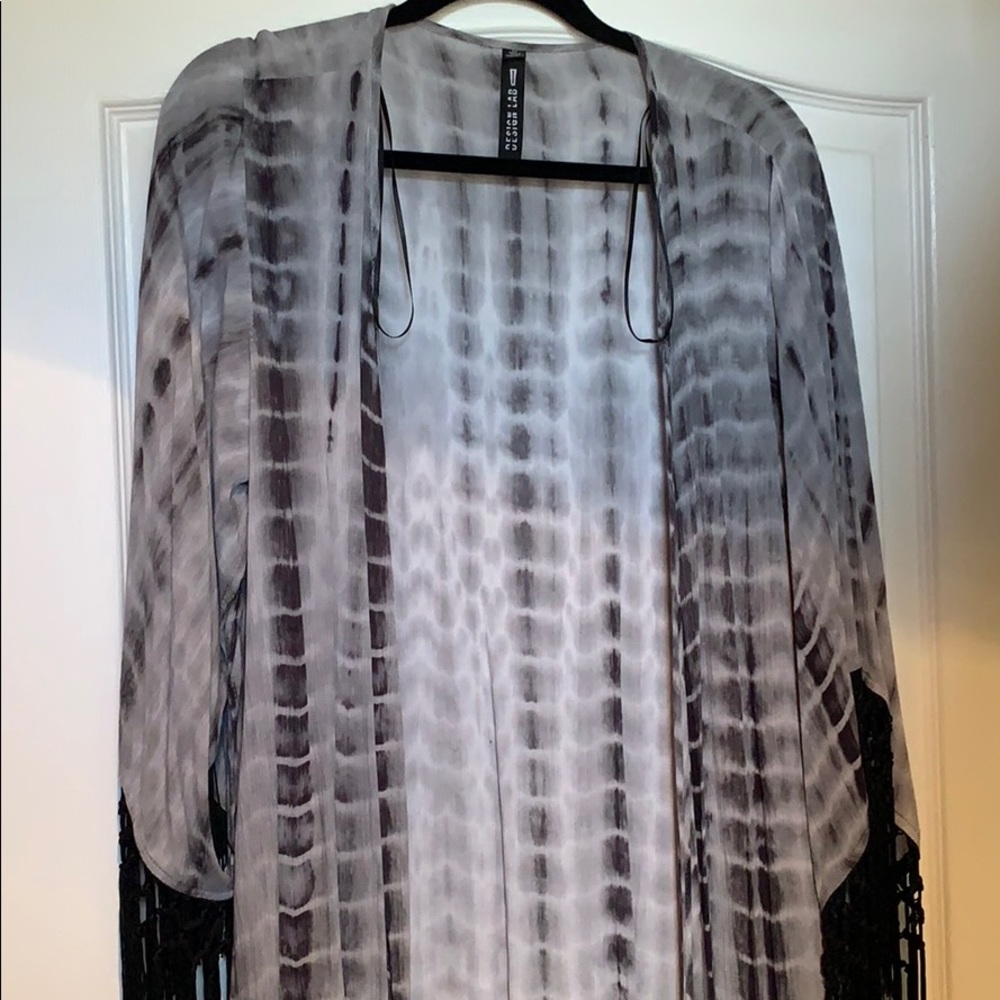 Tie dye duster with fringe